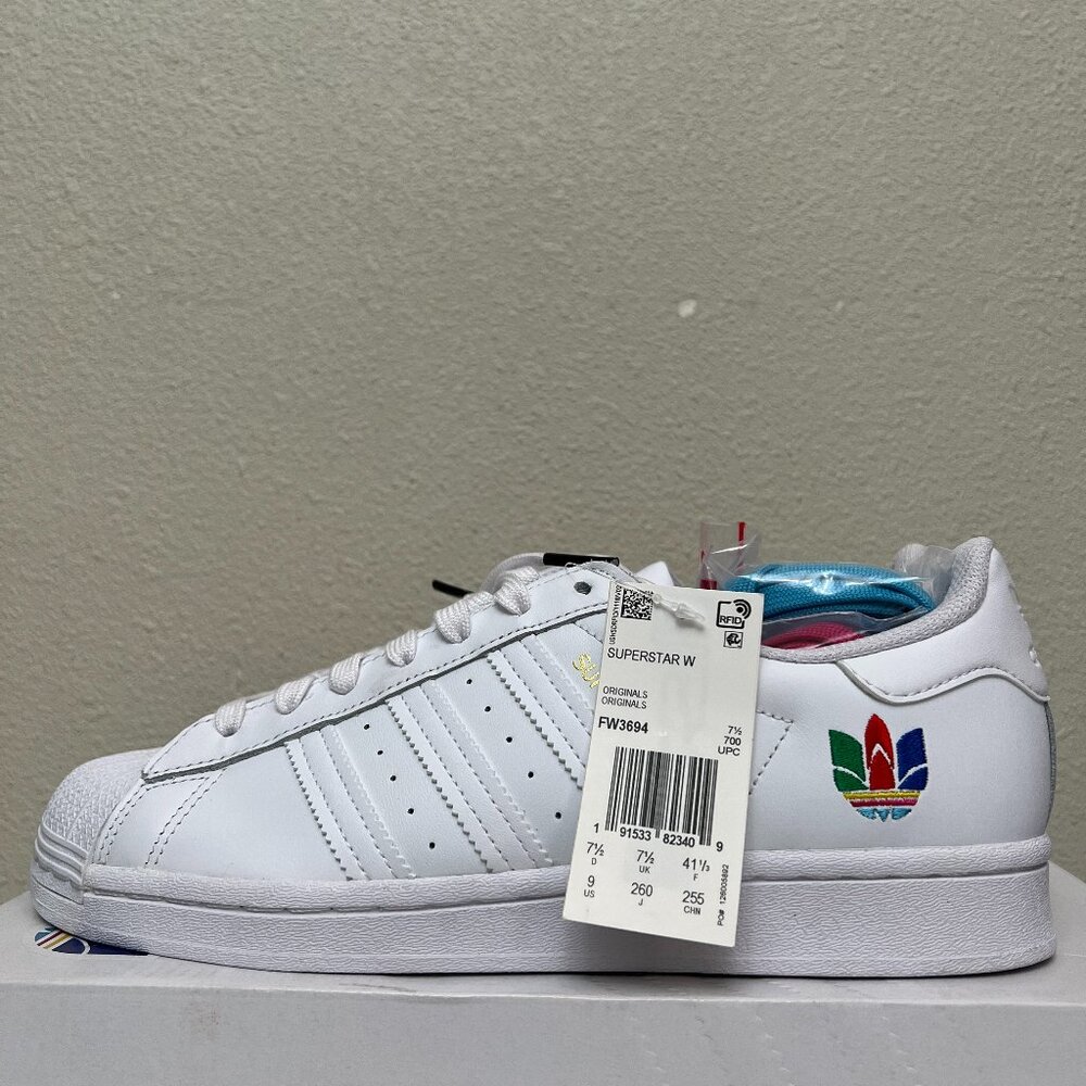 Adidas Originals Superstar Women’s Size 9 White Diversity Pride Shoes FW3694